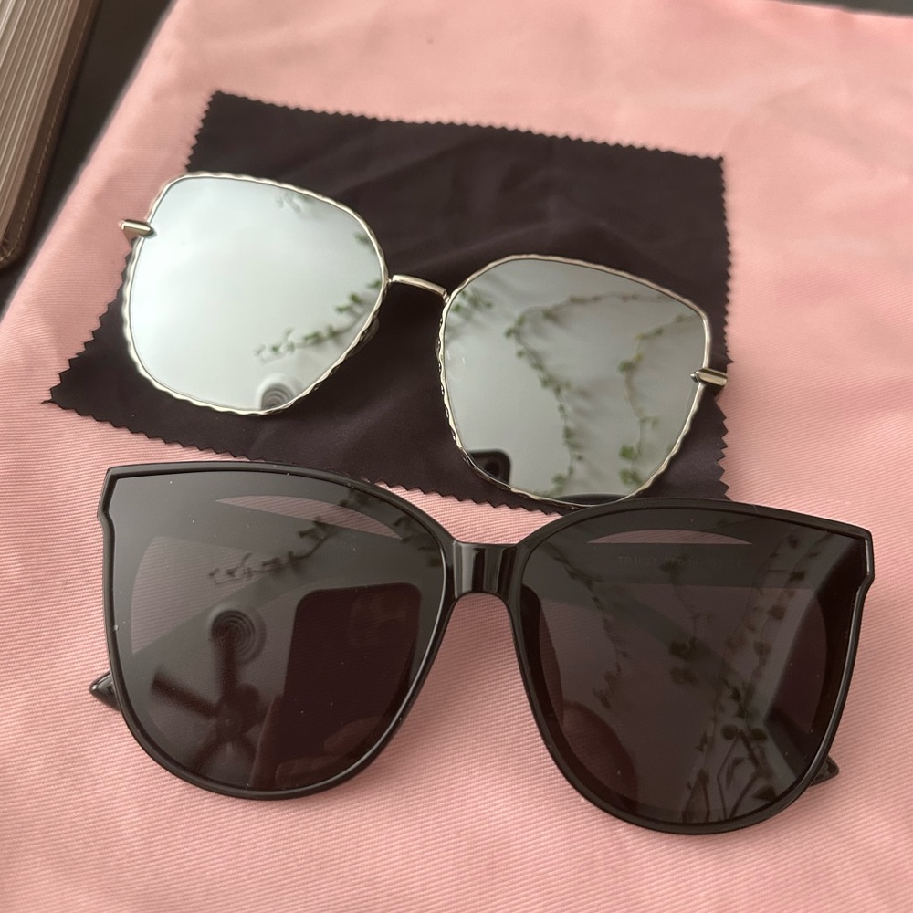 Polarized Black & Silver Oversized Sunglasses